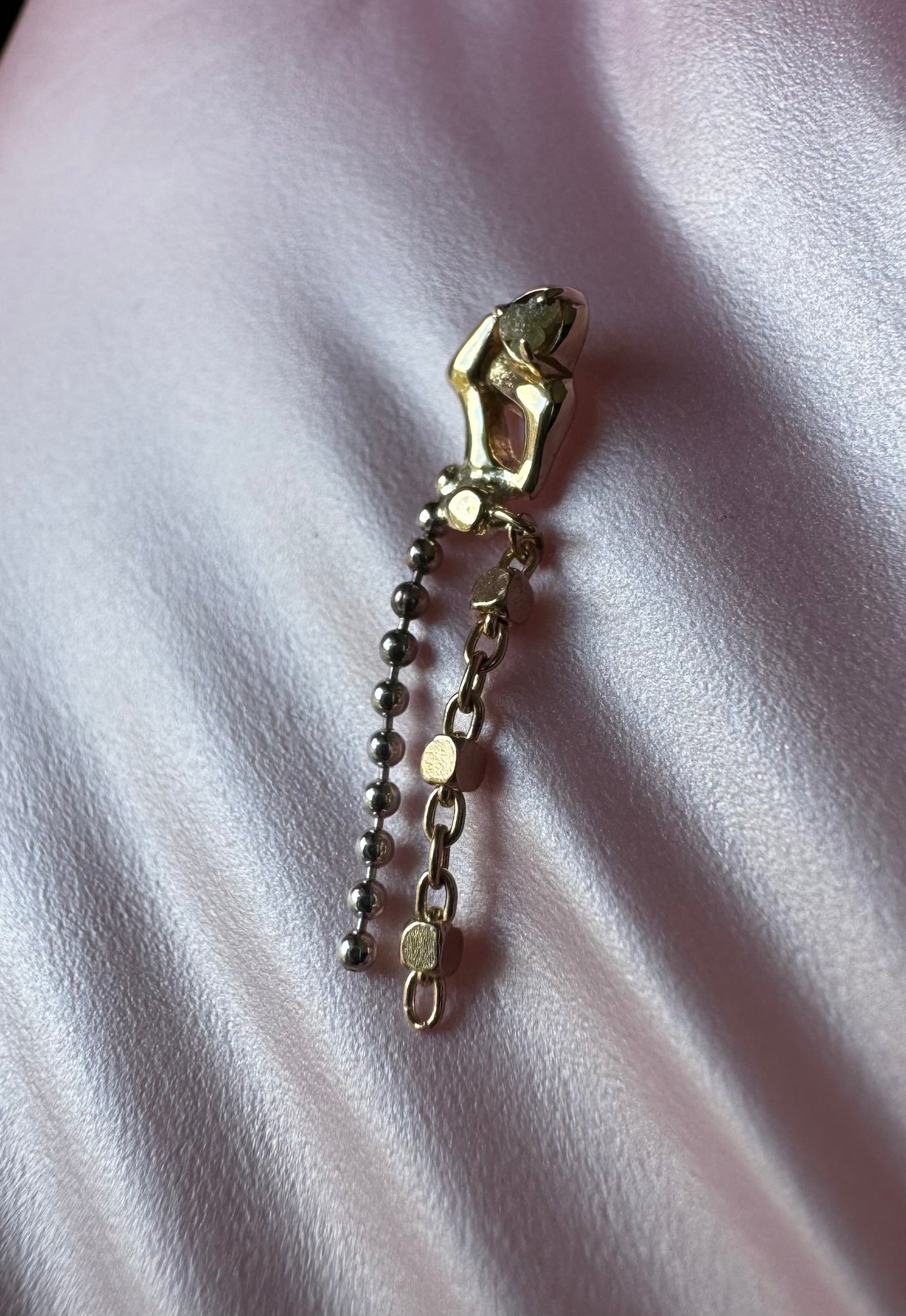 Tri gold rough diamond dangle