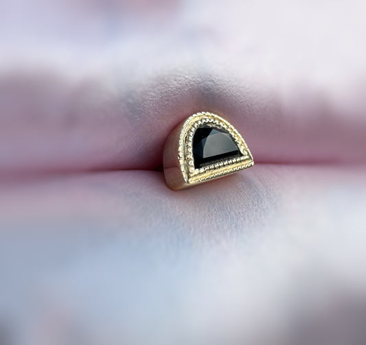 Onyx Milgrain Half Moon