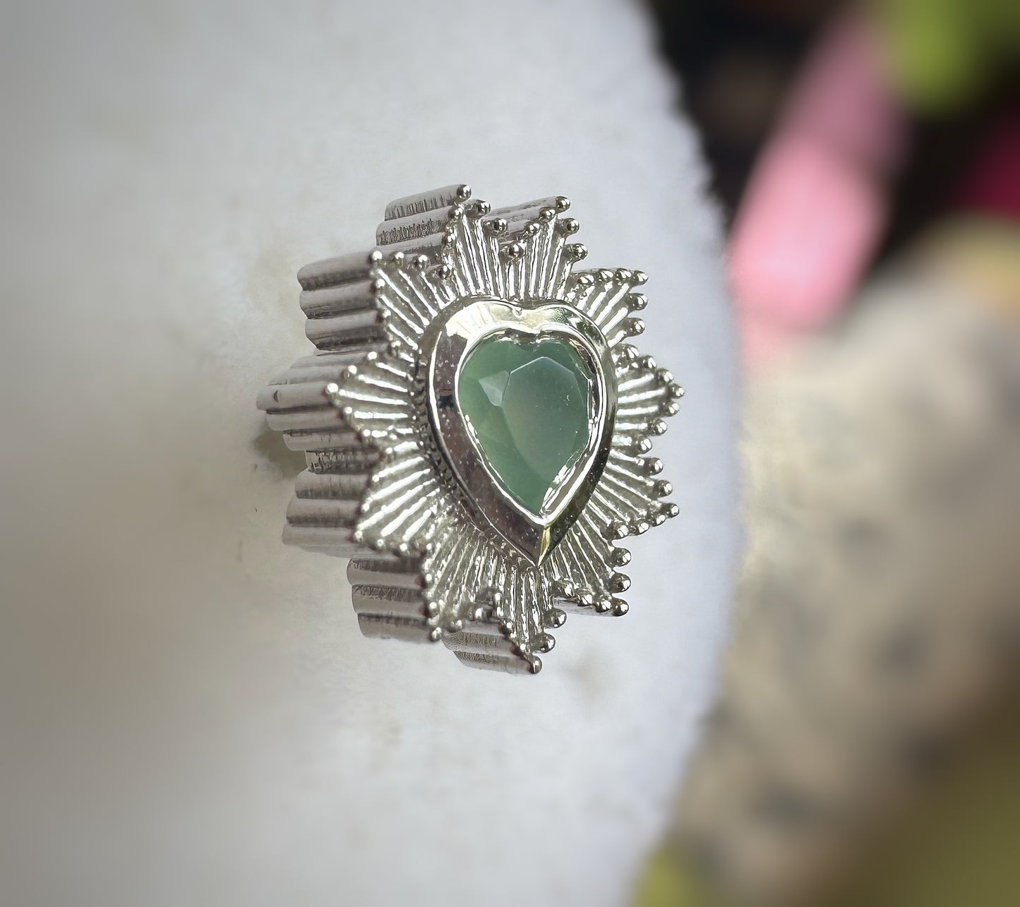 BVLA Chrysoprase sacred heart white gold