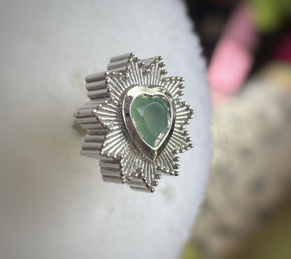 BVLA Chrysoprase sacred heart white gold